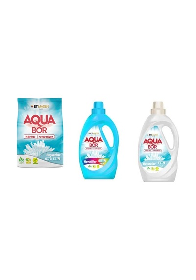 Aquabor Doğal Mineralli 4 Kg Beyaz + Sıvı Renkliler + Sıvı Beyaz 3 Lü Set 0.75 LT - 2.5 LT - 12 KG 12943919