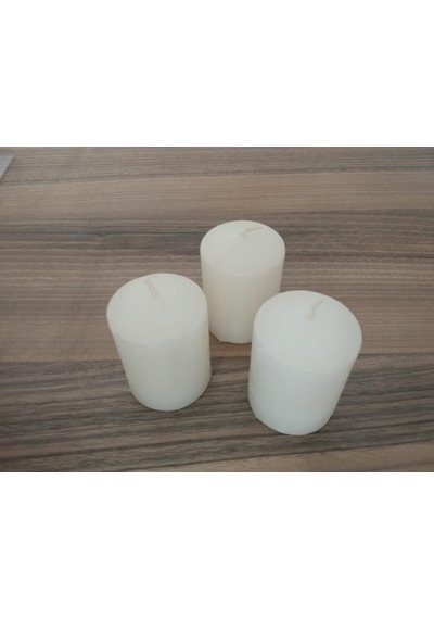 3'Lü Kokusuz Bozkurt Silindir Mum 5*7Cm Krem (350095945)