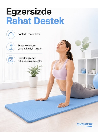 Ckspor 15 Mm Kaymaz Nbr Pilates Matı Taşıma Askılı Yoga Veegzerisiz Minderi Mavi