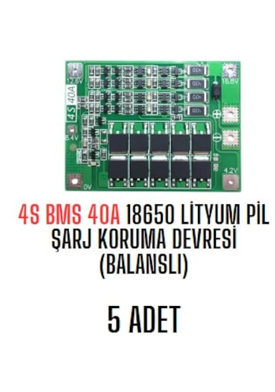 4s Bms 40a 18650 Lityum Pil Şarj Koruma Devresi Balanslı 5 Adet