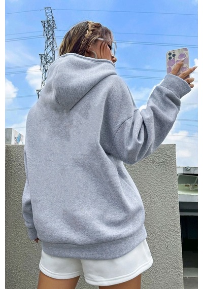Uyguntarz Unisex Nasa Baskılı Sweatshirt Gri