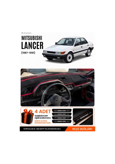 Mıtsubıshı Lancer 1987-1991 Uyumlu Torpido Örtüsü, Torpido Kılıfı - Siyah Kırmızı