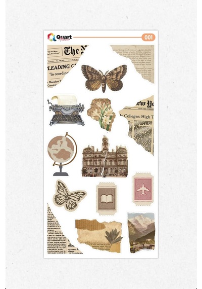 3'lü Vintage Temalı Etiket Sticker Seti 011, Qa7239551011 1