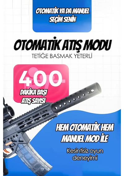 Mk6 Su Topu Atan Oyuncak Tüfek Gel Blaster 71 Cm Büyük Boy Hem Otomatik Hem Manuel Gri