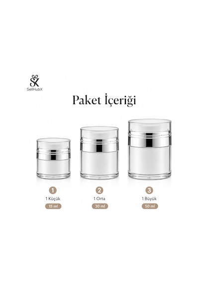 Airless Vakumlu Krem Kavanozu 3'lü Set 15 Ml + 30 Ml + 50 Ml - Havasız Pompalı Yeniden Doldurulabilir Kozmetik Krem Kutusu, Seyahat Boy Serum, Losyon, Fondöten Ve Bb Cream Saklama Kabı Çok Renkli