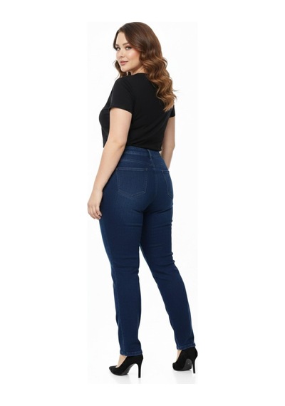 Kübra Kadın Jeans Pantolon Kemer Lastikli Düğmeli Bgl-st05059 Koyu Mavi
