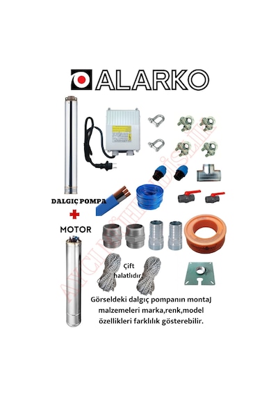 4Sdm10/10 2Hp Alarko 20 Mt Yassi Kablolu Ve Panolu 40 Mt Halatli