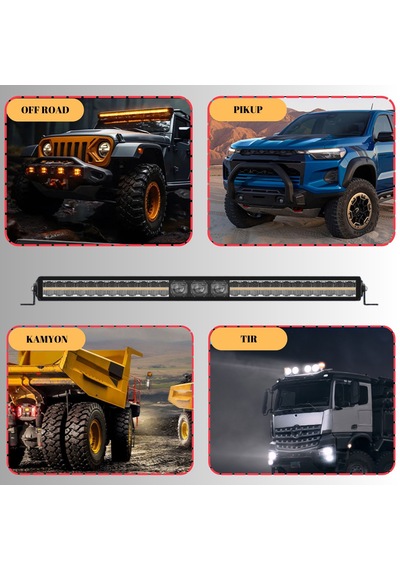 Off-road Premium Tavan Led Bar 105 Cm Beyaz Işık Projektör Drl Gündüz Led Metal Gövde 12-24v