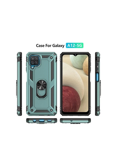 Newface - 398 - Samsung Galaxy A22 Kılıf Sofya Yüzüklü Silikon Kapak - Csmo-tex - - Yeşil