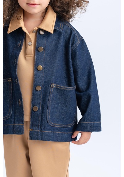 Oliven The Kid Oliventhekid Unisex Cepli Koyu Yıkama Kot Ceket Mavi Mavi
