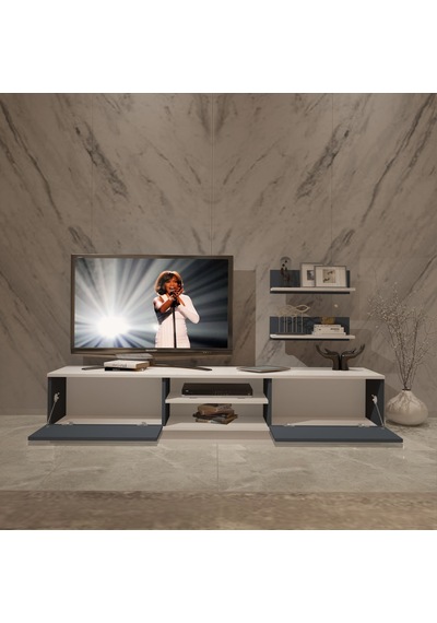 Decoraktiv Eko 4b Mdf Dvd Tv Ünitesi Tv Sehpası Beyaz - Antrasit
