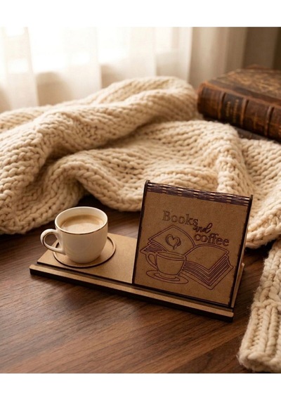 Kupa Tutuculu Üçgen Kitap Standı-books And Coffee