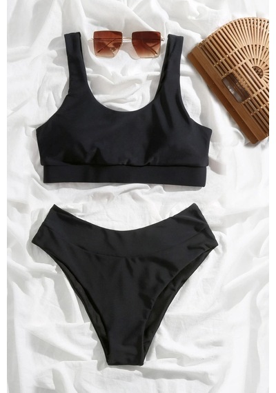 Angelsin Yüksek Bel Tankini Bikini Takım 001