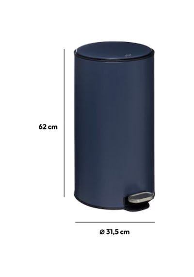 Delta Modern Metal Pedallı, 30 L, Çöp Kutusu, Koku Filtreli, Temizlenir İç Hazneli Mavi