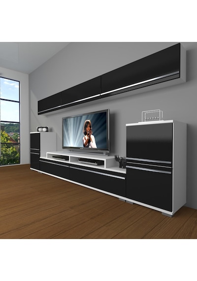Decoraktiv Ekoflex 9 Mdf Tv Ünitesi Tv Sehpası Beyaz - Siyah