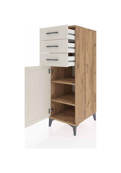 Kronos Dolap 2 Raflı 3 Çekmeceli Tek Kapaklı 44x59x134 Çam-aytaşı Atlas Çam