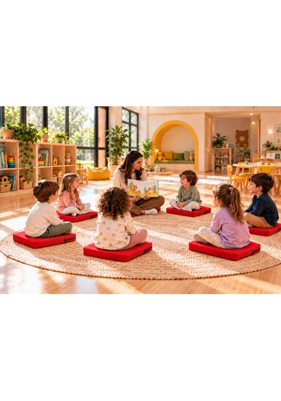 40x40x5 Cm Kare Minder - Sandalye Minderi - Kreş Anaokulu Oyun Aktivite Minderi - Bahçe Dekor Minderi Kırmızı