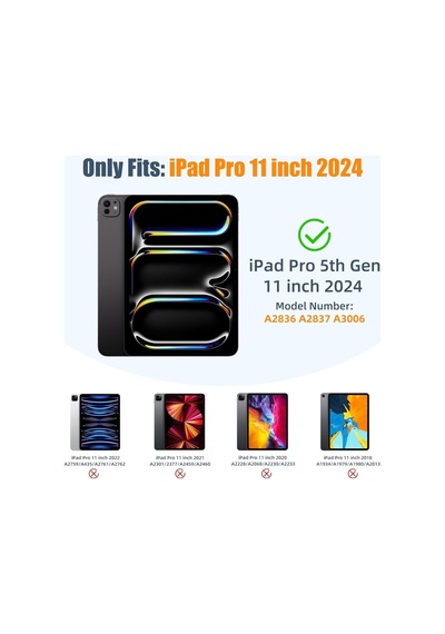 Apple Uyumlu iPad Pro 11 Inç 2024 M4 Kılıf Kalem Şarj Bölmeli Stadlı Uyku Modlu Arkası Silikon Akıllı Case Kılıf