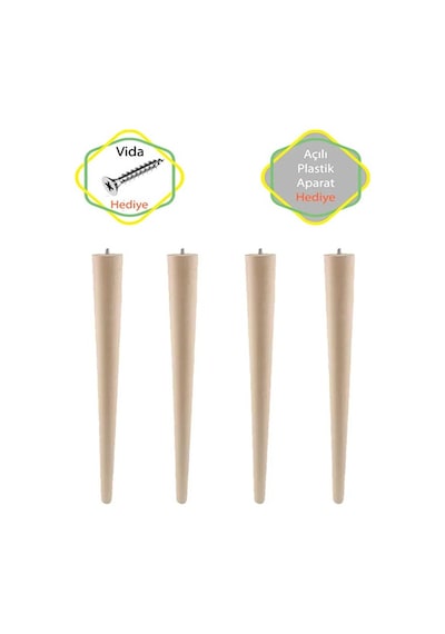 Ahşap Ham Ayak 45 Cm 4'lü Set Kütük Masa Orta Sehpa Zigon Ayağı