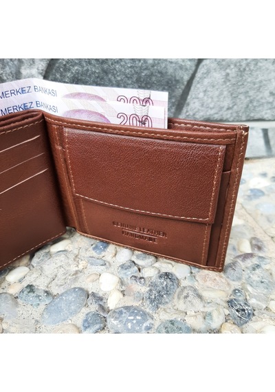 Gvnbag Hakiki Deri Erkek Bozuk Para Gözlü Taba Cüzdan Gvn-0133