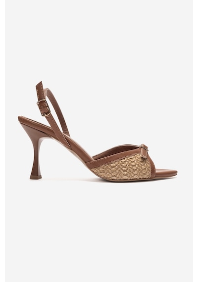 Luvi Shoes Ulea Taba Hasır Kadın İnce Topuklu Ayakkabı