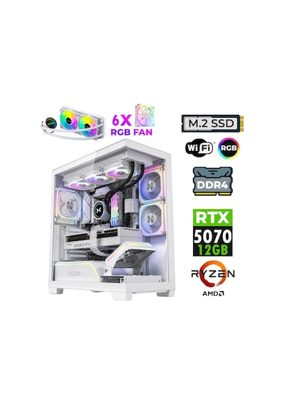 Xaser JETT X40 R7-5700X 32 GB 1 TB M.2 NVMe SSD 12 GB RTX5070 Free Dos Masaüstü Oyuncu Bilgisayarı