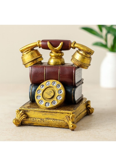 Vintage Telefon Biblo Kumbara Reçine 15.5x15.5x10 Cm