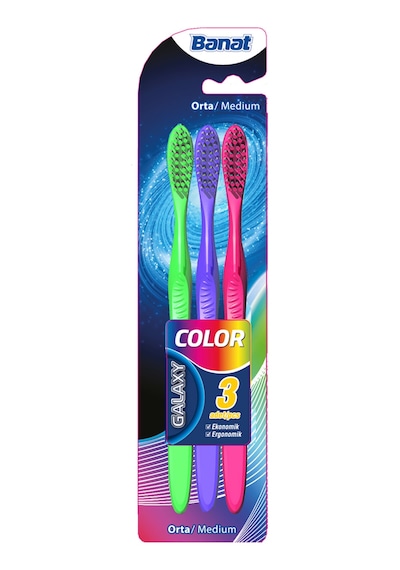 Banat Galaxy Color 3lü Diş Fırçası 2'li Paket