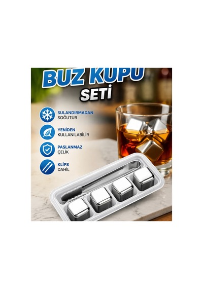 304 Paslanmaz Çelik Metal Buz Küpleri Tekrar Kullanılabilir Soğutma Seti Ve Klips Renkli