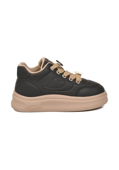 Guja Kalın Tabanlı Bağcıklı Şık Rahat Siyah Kadın Sneaker Bot 26k421