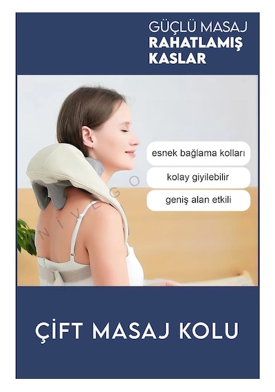 Nivego Sıcak Kompresli Omuz Ve Boyun Ovmalı Isıtmalı Yoğurmalı Sırt Bel 4d Masaj Cihazı Gri