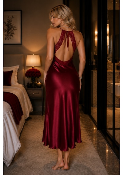 İnmera Bordo Dantel Detaylı Sırt Dekolteli Uzun Saten Kadın Gecelik Bordo - 900678260 Bordo İnmera Bordo Dantel Detaylı Sırt Dekolteli Uzun Saten Kadın Gecelik Bordo - 900678260 Bordo