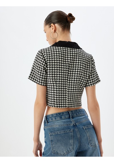 Koton Tüvit Gömlek Ceket Düğmeli Klasik Yaka Kısa Kollu Slim Fit Siyah Ekose 5wal60032ıw Siyah Koton Tüvit Gömlek Ceket Düğmeli Klasik Yaka Kısa Kollu Slim Fit Siyah Ekose 5wal60032ıw Siyah