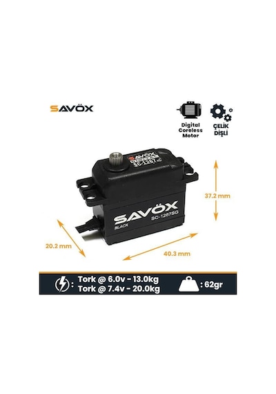 Savox Sc-1267sg-be Black Edition Digital Servo With Soft Start Coreless Motor High Voltage Çelik Dişli