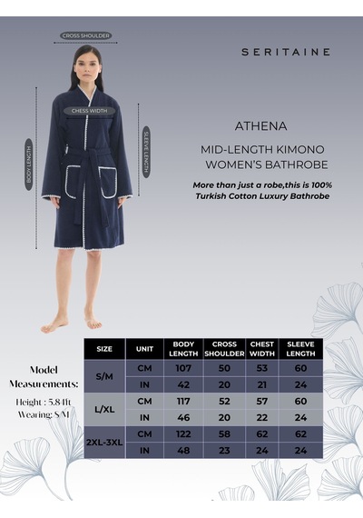 Athena Kimono Kadın Bornozu- Lacivert %100 Pamuk Lacivert