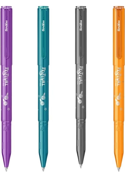 Scrikss Festival Jel Tükenmez Kalem 0.7 Mm Vivid Renkler 4'lü Blister-2 Çok Renkli
