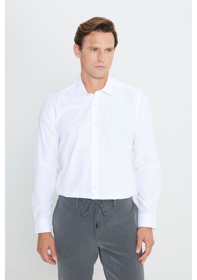 AC&Co / Altınyıldız Classics Ütülemesi Kolay Slim Fit Dar Kesim Klasik Yaka Pamuklu Erkek Gömlek Beyaz