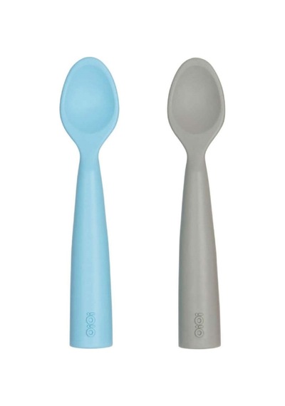 Oioi Nam Nam 2'li Silikon Mama Kaşığı - Mineral Blue / Powder Grey Gri - Mavi