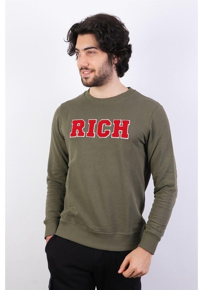 Haki Erkek Baskılı Sweatshirt Çok Renkli