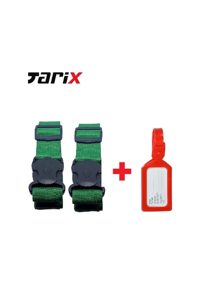 Tarix 2 Adet Yeşil Valiz Kemeri + 1 Adet Kırmızı Valiz Etiketi Yeşil