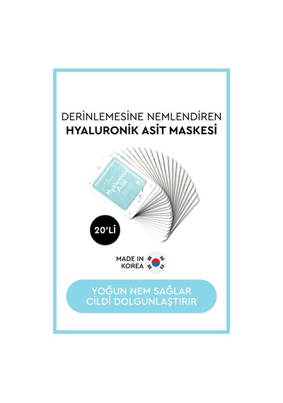 Mjcare On Hyaluronic Acid Mask - Hyalüronik Asit Özlü Yüz Maskesi 20'li