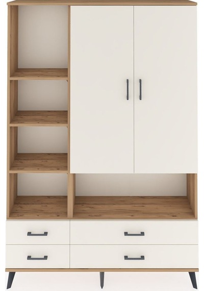 Arges Dolap 8 Raflı 4 Çekmeceli 2 Kapaklı 132x30x195 Çam-ayta... Çam