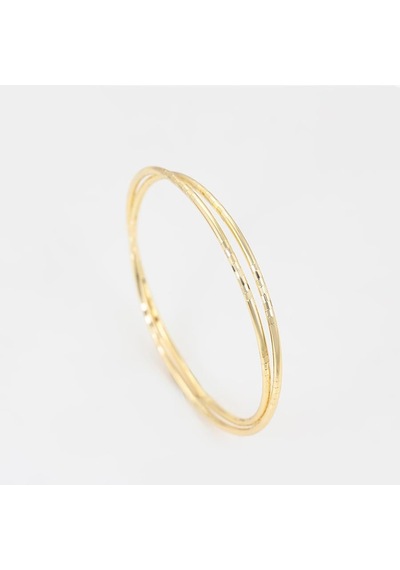 İkili İnce Dokulu Minimalist 14 Ayar Altın Rengi Kaplama Halka Kadın Bilezik Gold