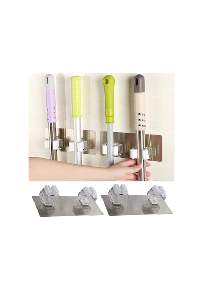 Pratik Organizer 4&apos Lü Yapışkanlı Fırça Paspas Mop Fırça Sabitleyici Ergonomik Alet Aparatı Bx40 Çok Renkli