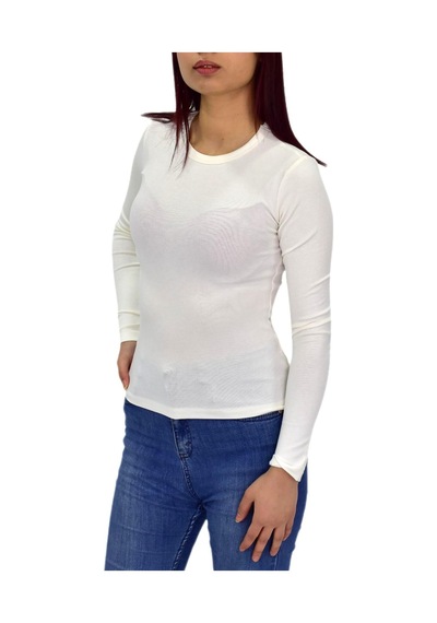 Kadın Düz Renk Vücuda Oturan Uzun Kollu Sweatshirt Bgl-st04296 Ekru
