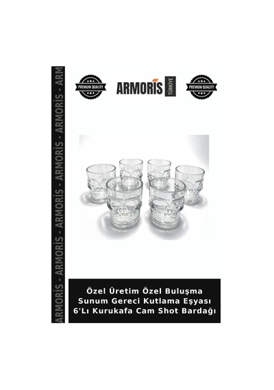 Özel Üretim Özel Buluşma Sunum Gereci Kutlama Eşyası 6'lı Kurukafa Cam Shot Bardağı