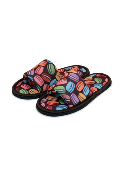 Unisex Kahverengi Macaron Desenli Yumuşak Tabanlı Ev Terlik Kahverengi