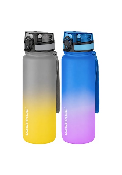 Uzspace 2'li Tritan Matara Seti 800 Ml Çift Renk Softtouch Ff Collection Tritan Su Matarası Grisarı-mavipembe