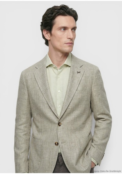 Ramsey Açık Yeşil Desenli Shirt Shoulder Slim Fit Pamuk Karışımlı Ceket