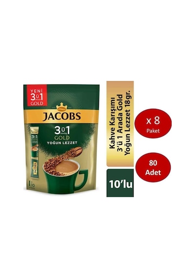 3ü1 Arada Gold Kahve Karışımı Yoğun Lezzet 80 Adet 10 X 8 Paket Diğer